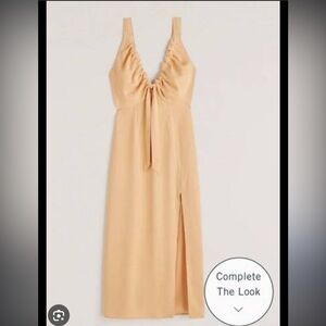 Women's Cinched Neck Slip Midi Dress Abercrombie & Fitch